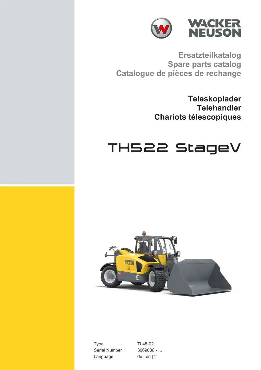 Weidemann Wheel Loader TH522 StageV Parts List | Instant PDF Download