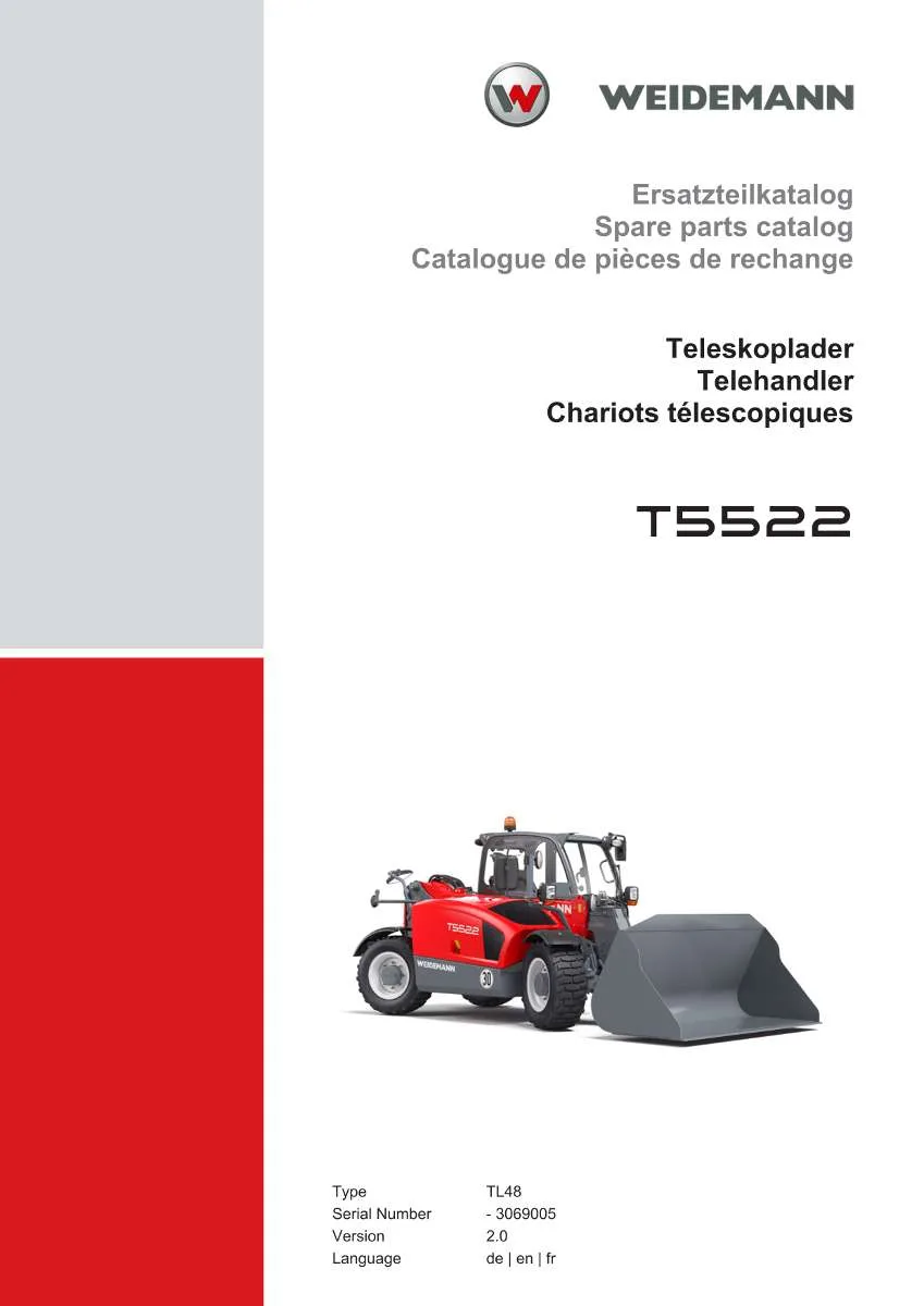 Weidemann Wheel Loader T5522 Parts List | Instant PDF Download