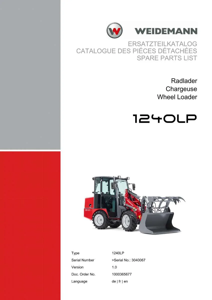 Weidemann Wheel Loader 1240CX35 LP Kabine Parts List | Instant PDF Download