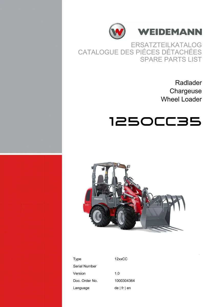 Weidemann Wheel Loader 1250CC35 Parts List | Instant PDF Download