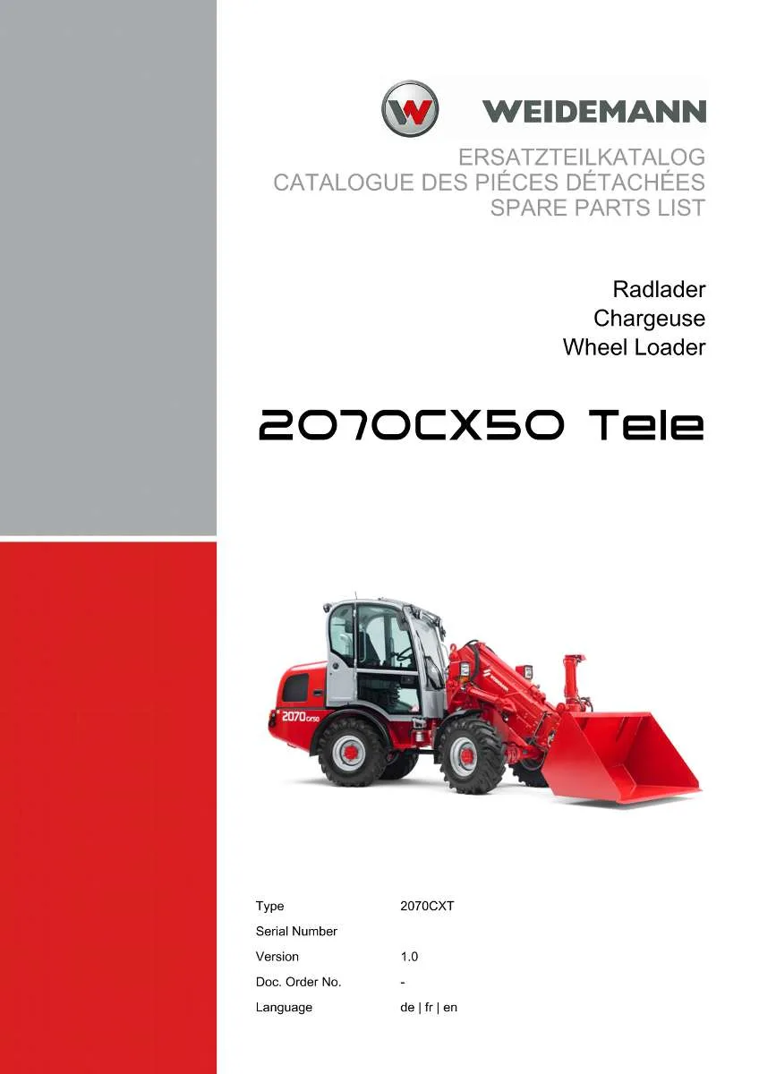 Weidemann Wheel Loader 2070CX50 Parts List | Instant PDF Download