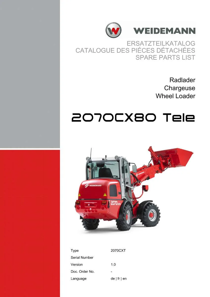 Weidemann Wheel Loader 2070CX80 TELE Parts List | Instant PDF Download