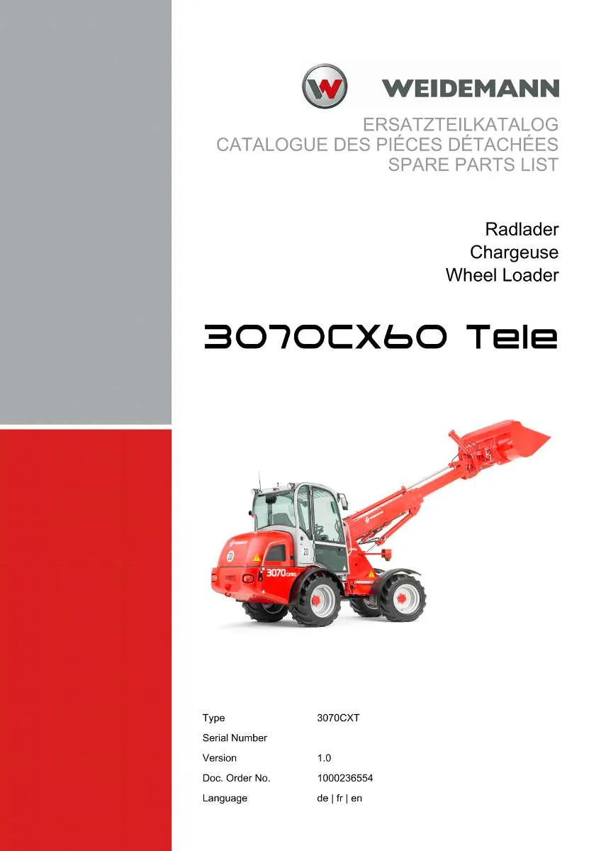Weidemann Wheel Loader 3070CX60 TELE Parts List | Instant PDF Download