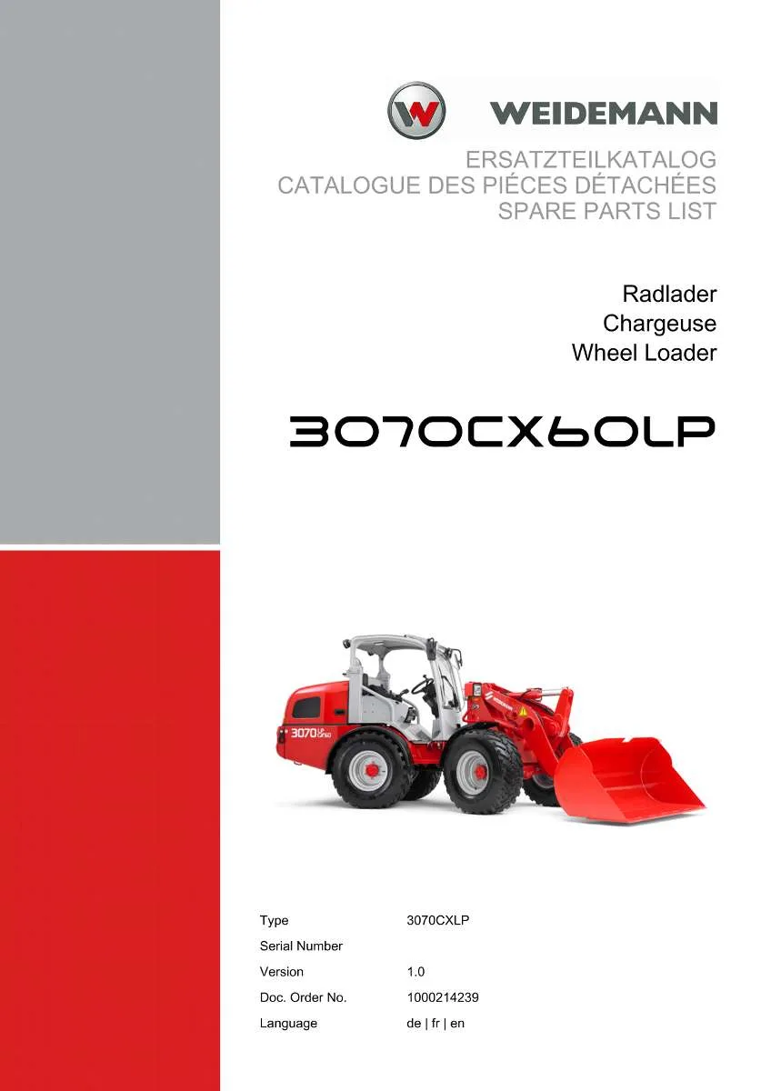 Weidemann Wheel Loader 3070CX60LP Parts List | Instant PDF Download