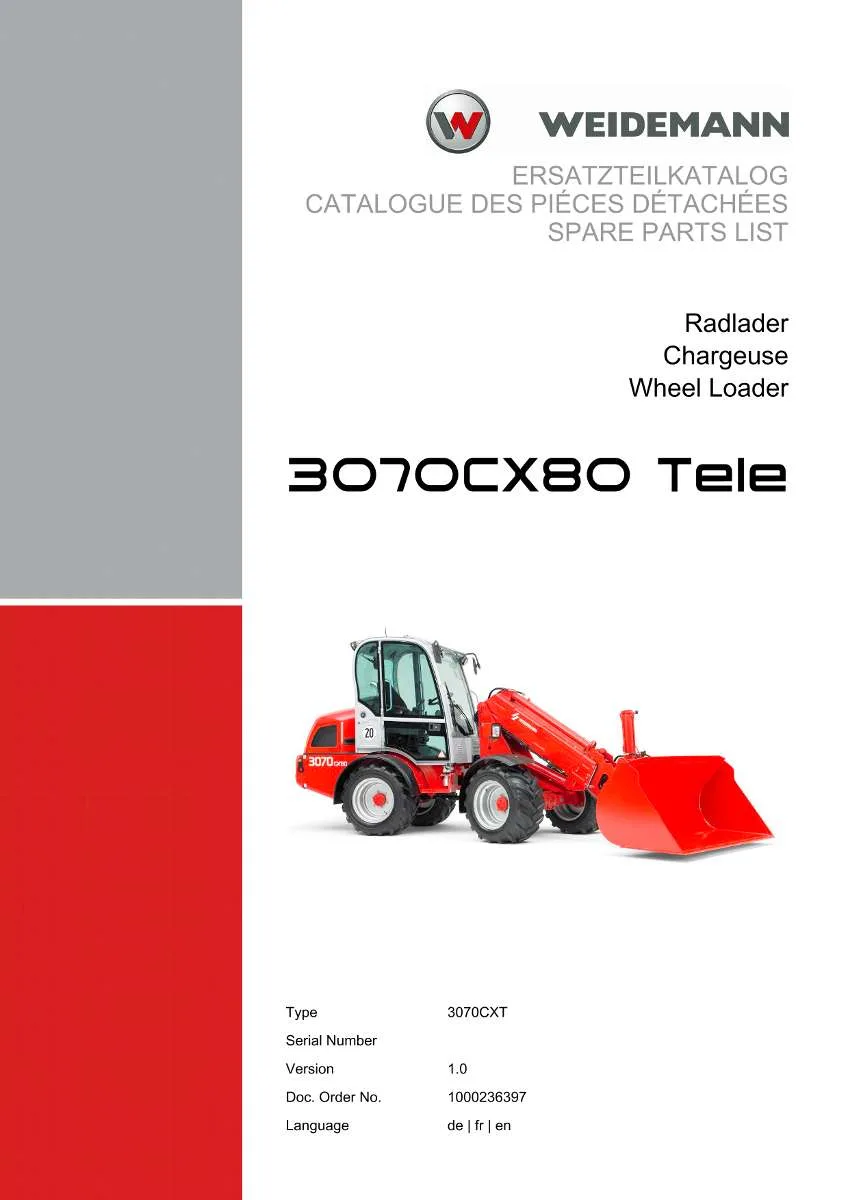 Weidemann Wheel Loader 3070CX80 TELE Parts List | Instant PDF Download