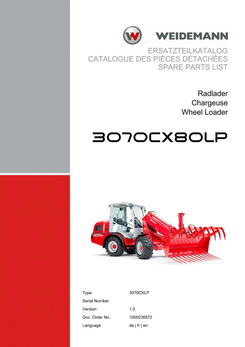 Weidemann Wheel Loader 3070CX80LP TELE Parts List | Instant PDF Download