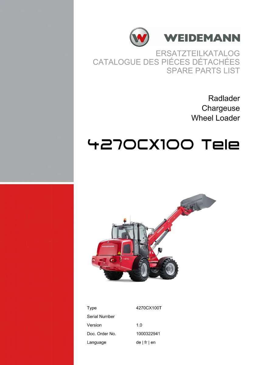Weidemann Wheel Loader 4270CX100 TELE Parts List | Instant PDF Download