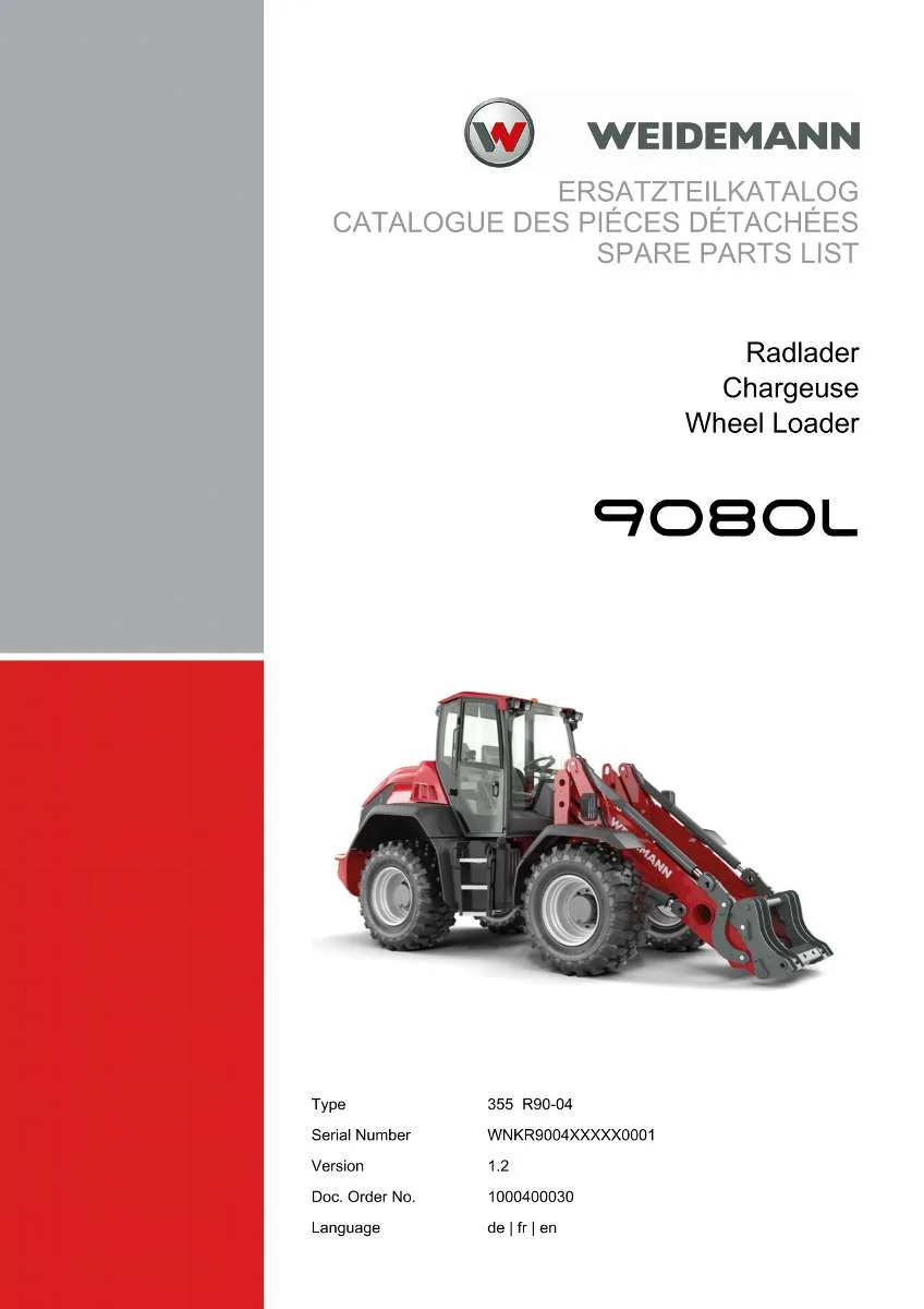 Weidemann Wheel Loader 9080L Parts List | Instant PDF Download