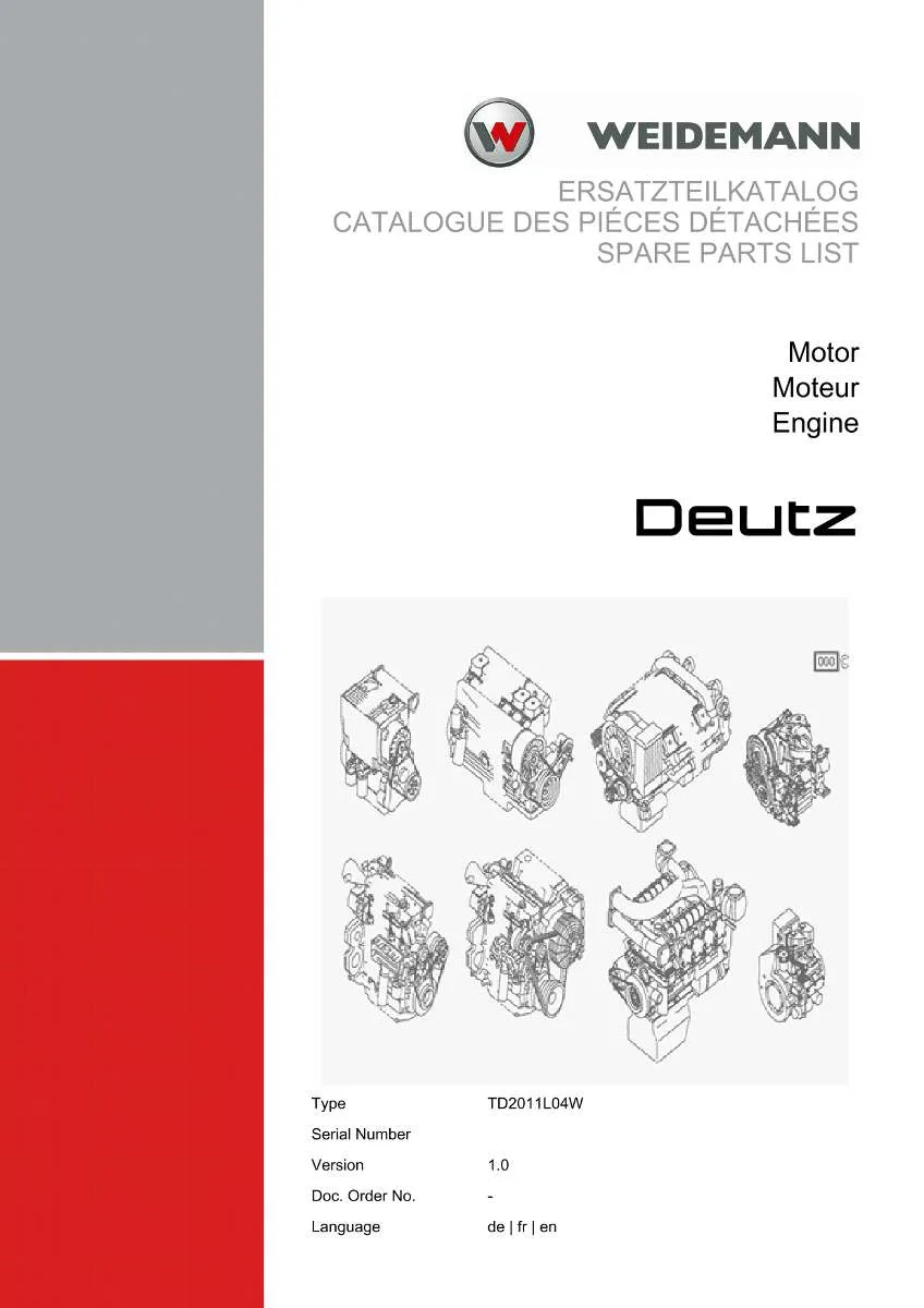 Deutz Engine TD2011L04W Parts List | Instant PDF Download