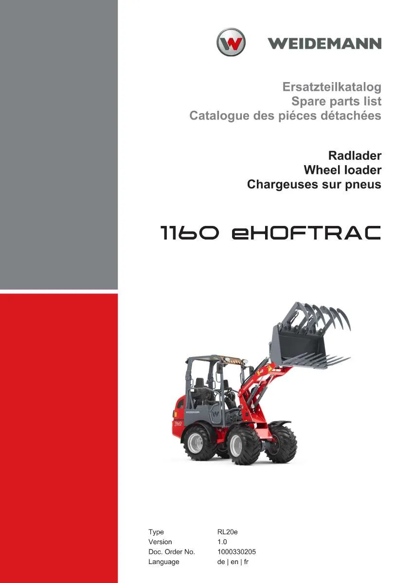 Weidemann Wheel Loader 1160E Parts List | Instant PDF Download