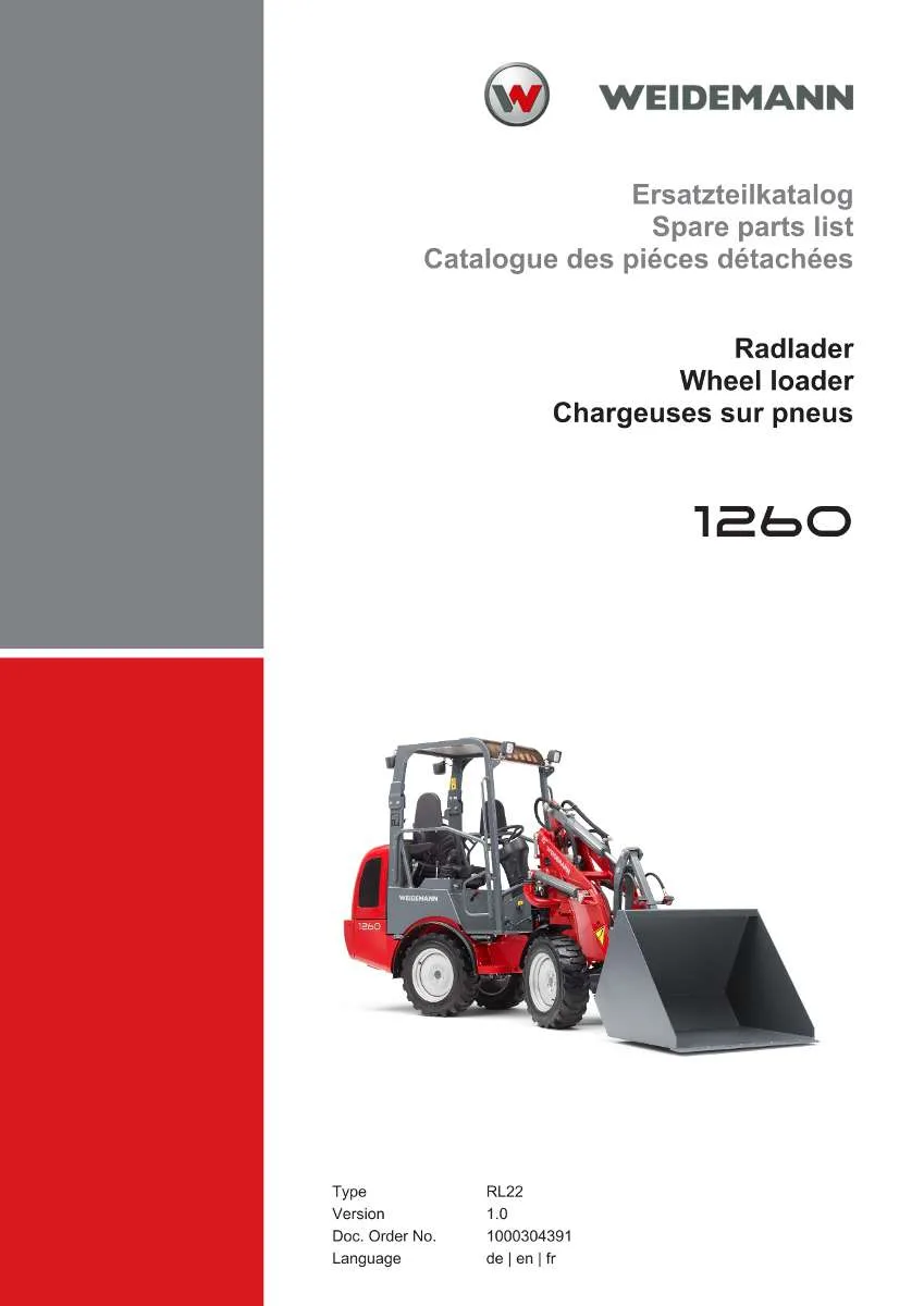 Weidemann Wheel Loader 1260 Parts List | Instant PDF Download