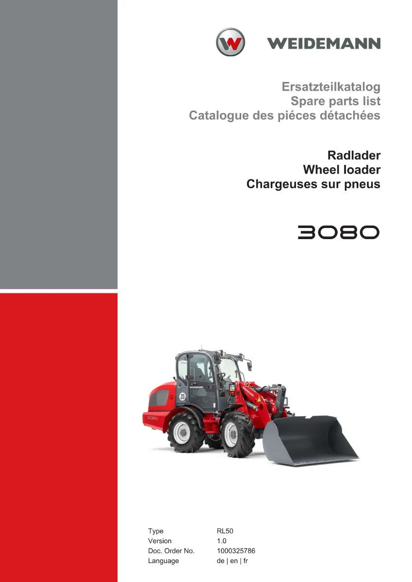Weidemann Wheel Loader 3080 Parts List | Instant PDF Download