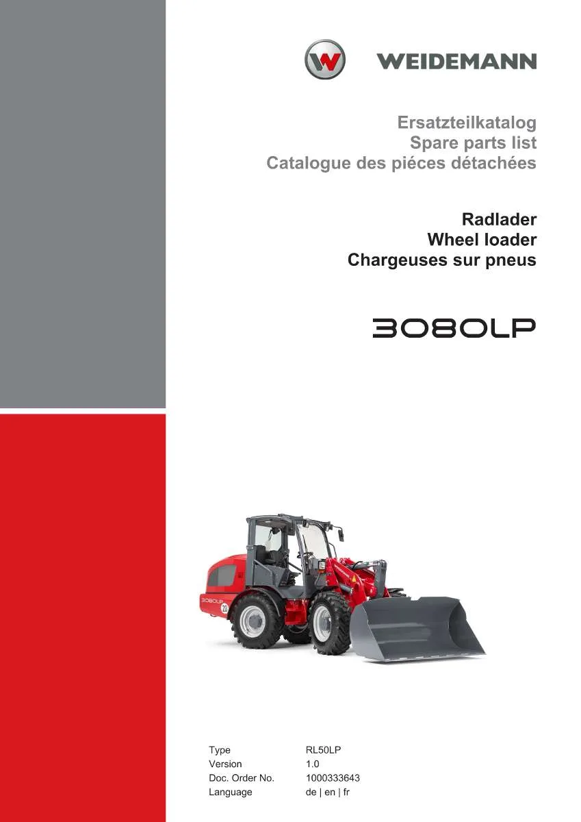 Weidemann Wheel Loader 3080LP Parts List | Instant PDF Download