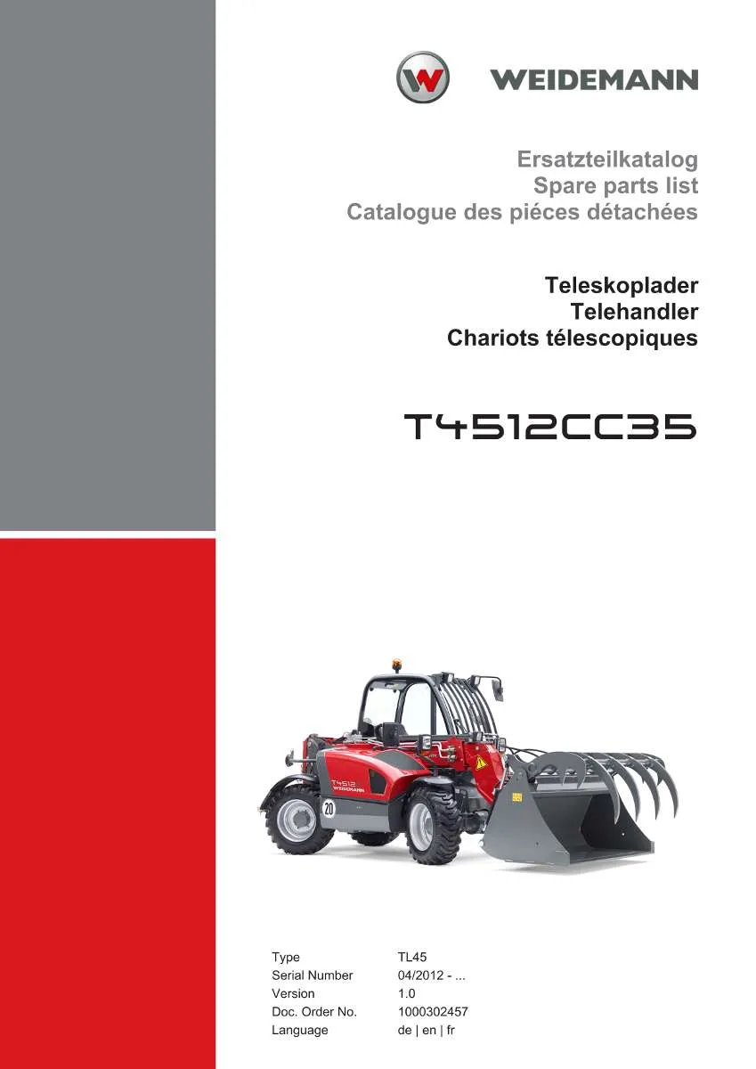 Weidemann Wheel Loader 4512CC35 Parts List | Instant PDF Download