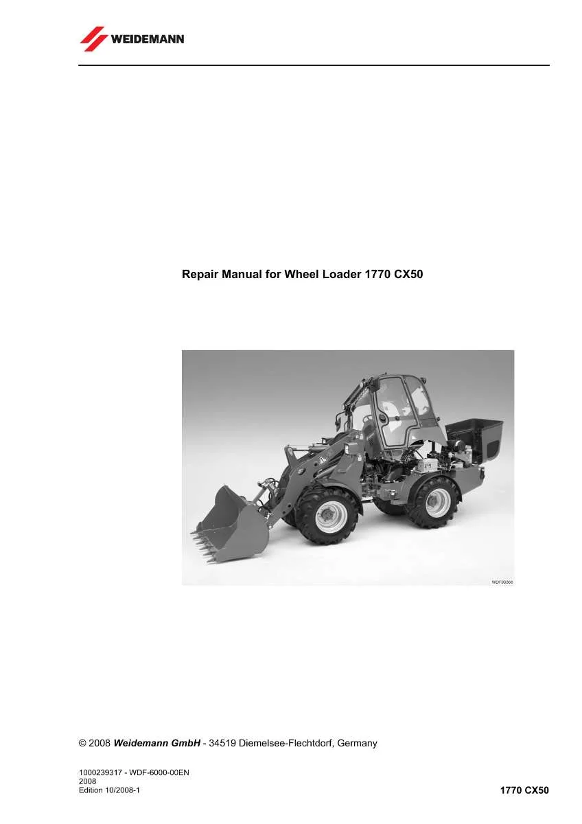 Weidemann Wheel Loader 1770 CX50 Repair Manual | Instant PDF Download