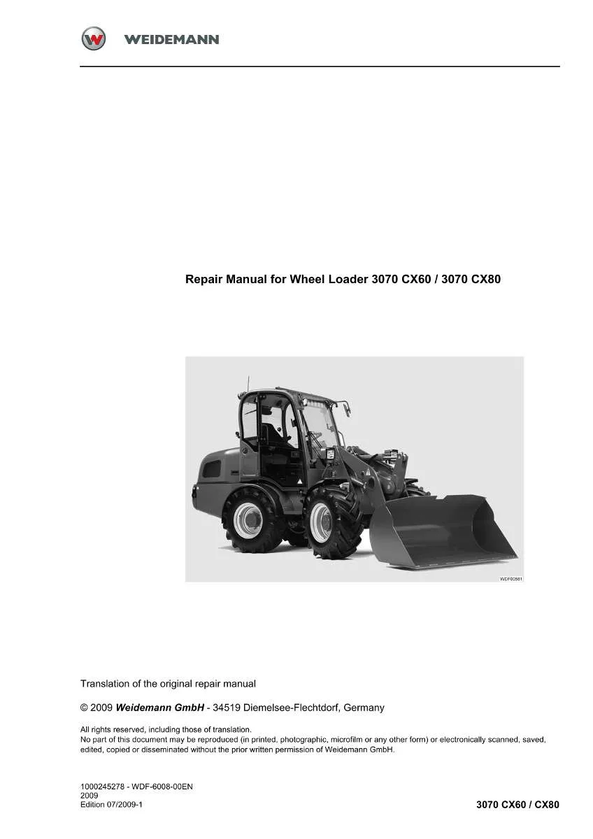 Weidemann Wheel Loader 3070 CX60, 3070 CX80 Repair Manual | Instant PDF Download