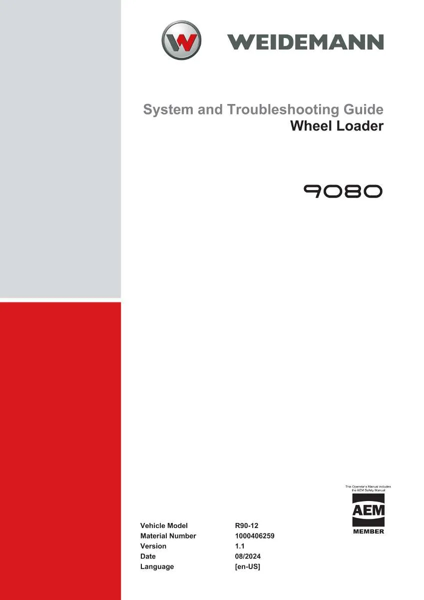 Weidemann Wheel Loader 9080 System and Troubleshooting Guide | Instant PDF Download