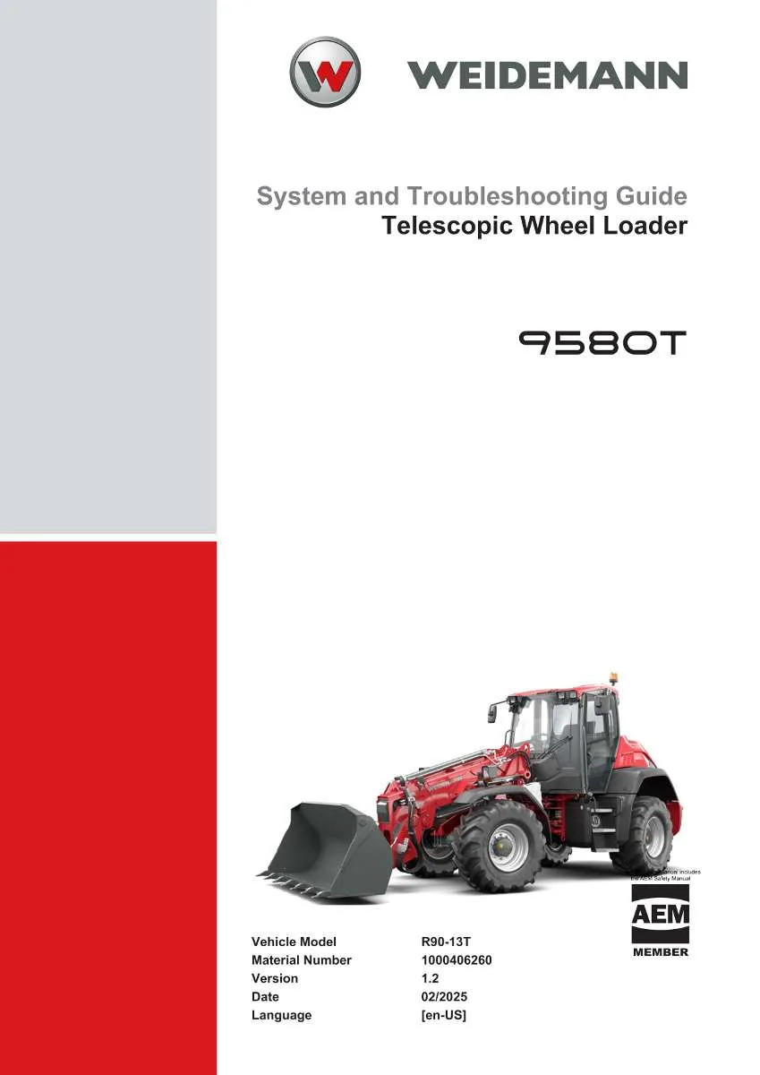 Weidemann Telescopic Wheel Loader 9580T Repair Manual | Instant PDF Download