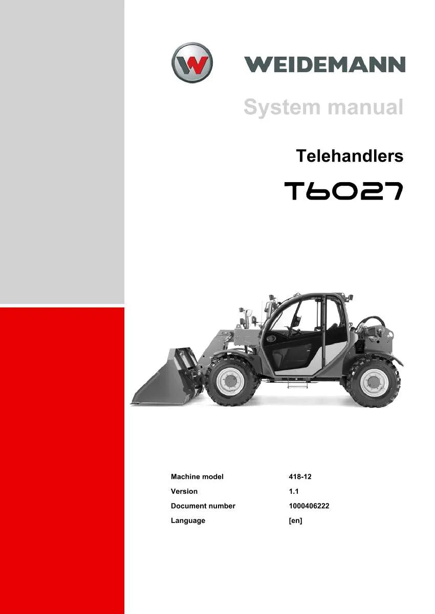 Weidemann Telehandler T6027 System manual | Instant PDF Download
