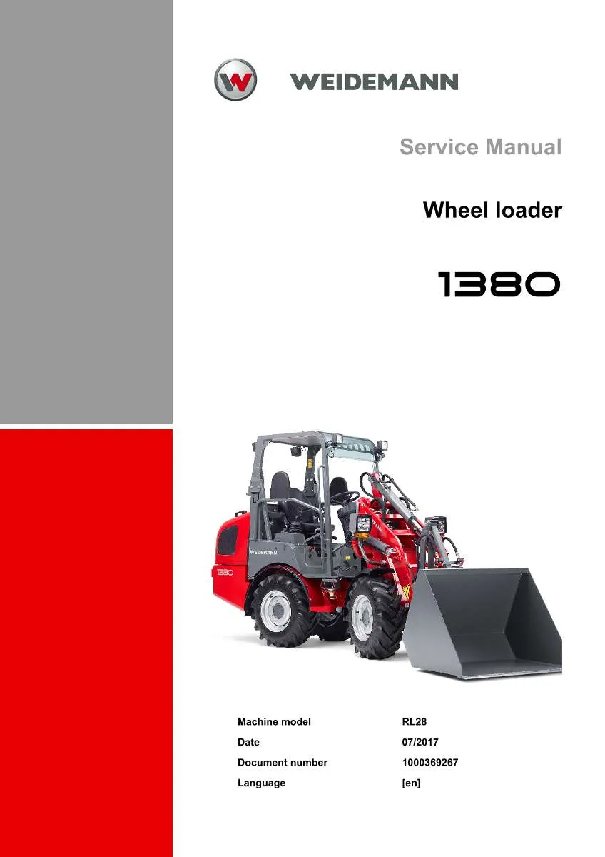 Weidemann Wheel Loader 1380 Service Manual | Instant PDF Download