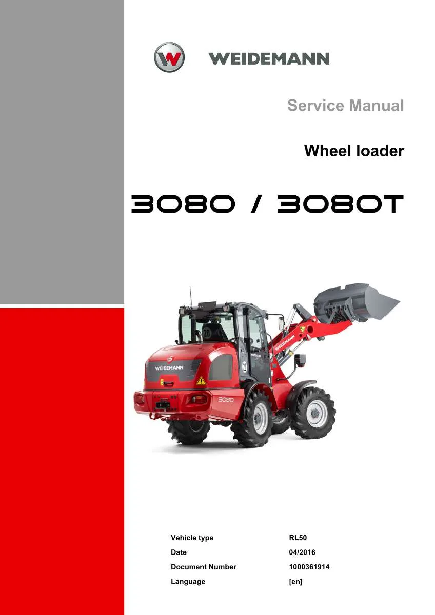 Weidemann Wheel Loader 3080, 3080T Service Manual | Instant PDF Download
