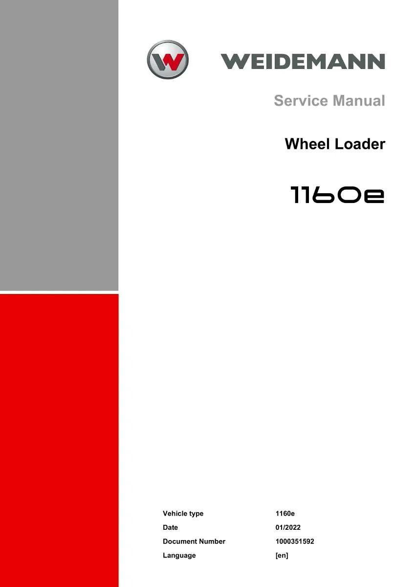 Weidemann Wheel Loader 1160e Service Manual | Instant PDF Download