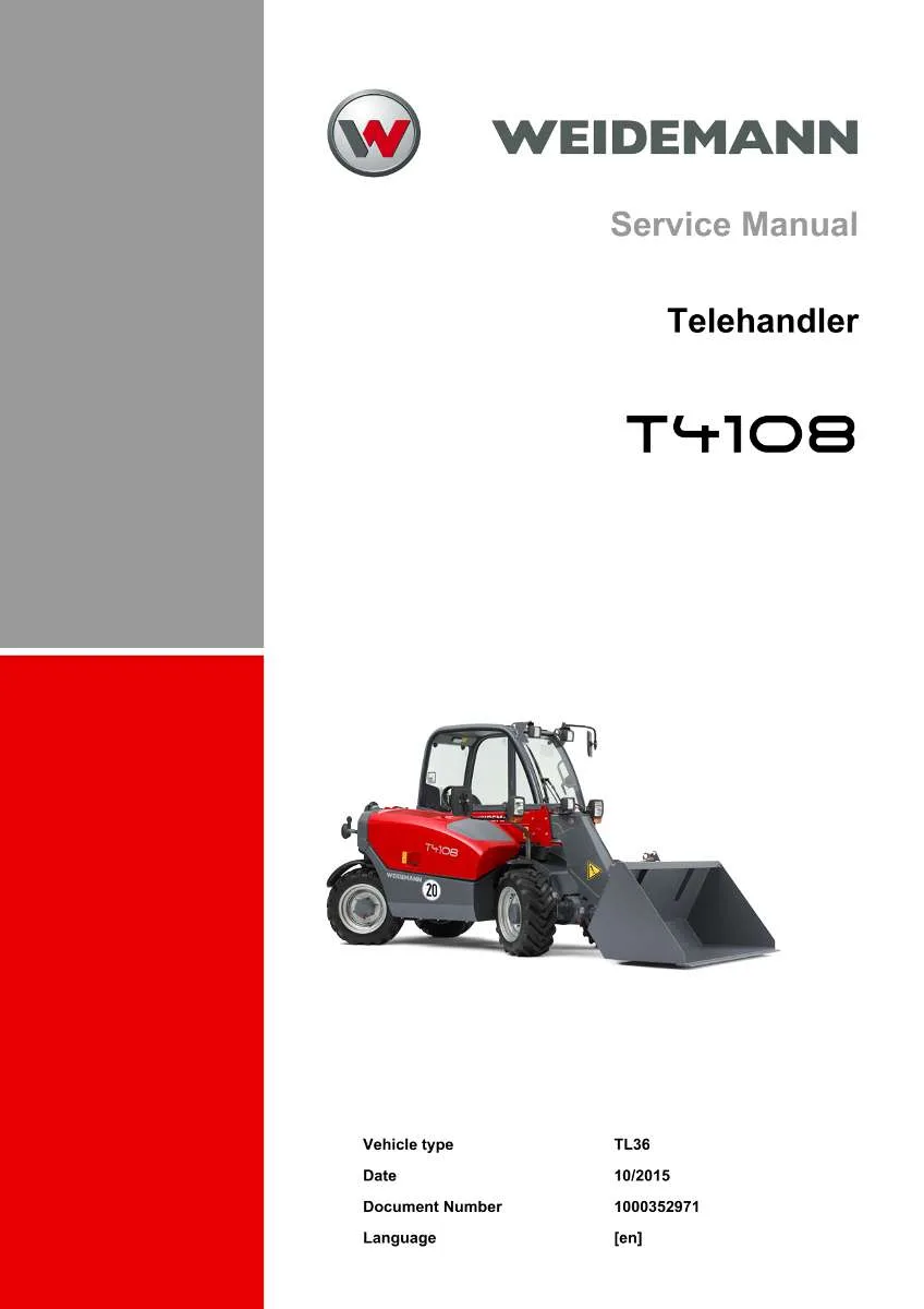 Weidemann Telehandler T4108 Service Manual | Instant PDF Download