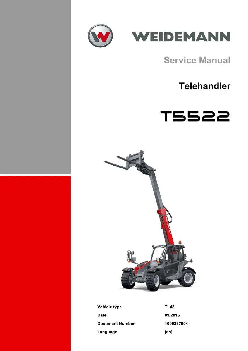 Weidemann Telehandler T5522 Service Manual | Instant PDF Download