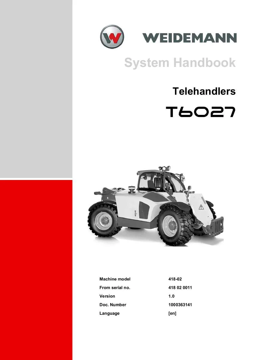 Weidemann Telehandler T6027 Service Manual | Instant PDF Download