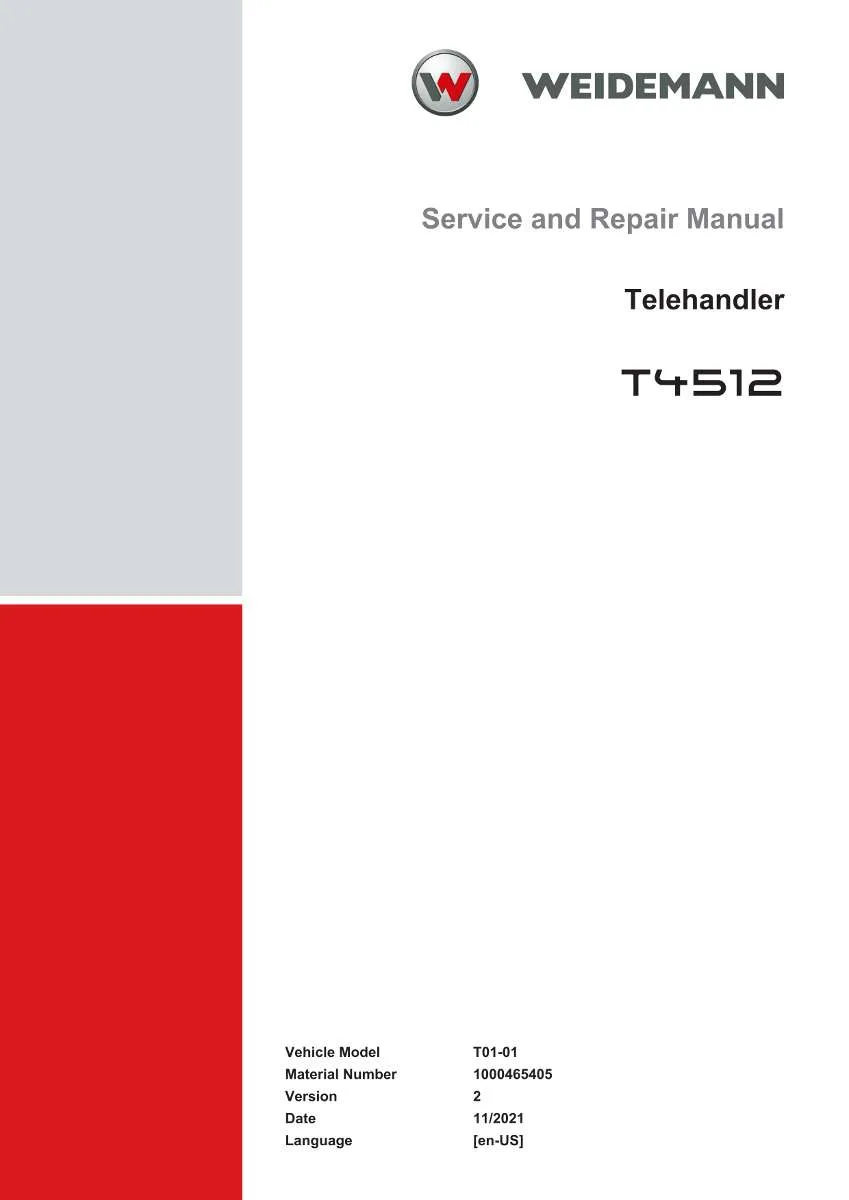 Weidemann Telehandler T4512 Service Manual | Instant PDF Download