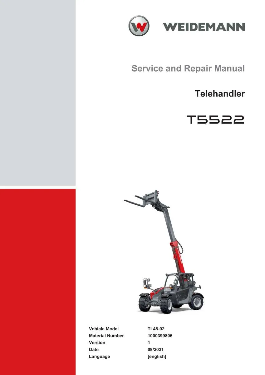 Weidemann Telehandler T5522 Service Manual | Instant PDF Download