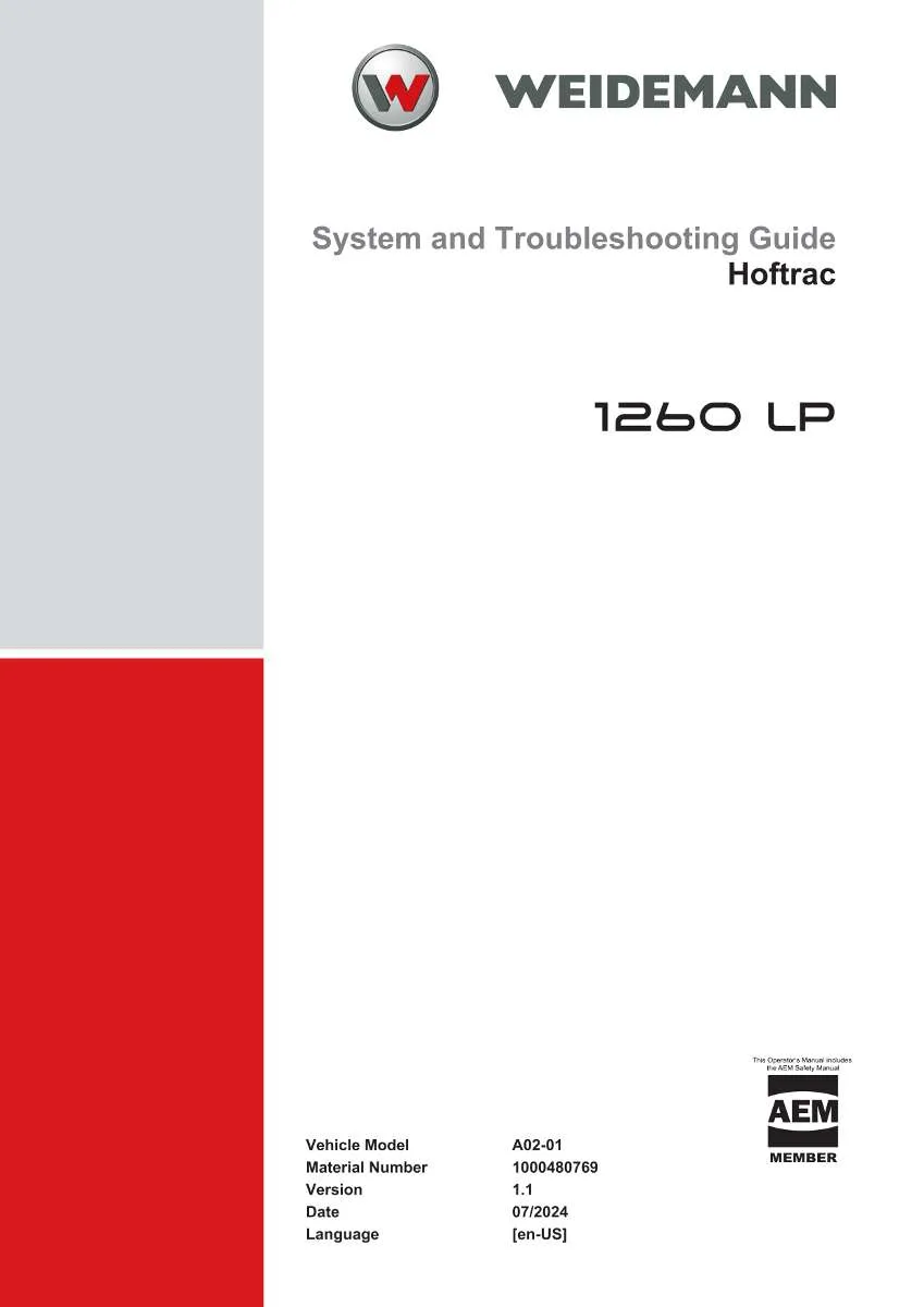 Weidemann Hoftrac 1260 LP System and Troubleshooting Guide | Instant PDF Download