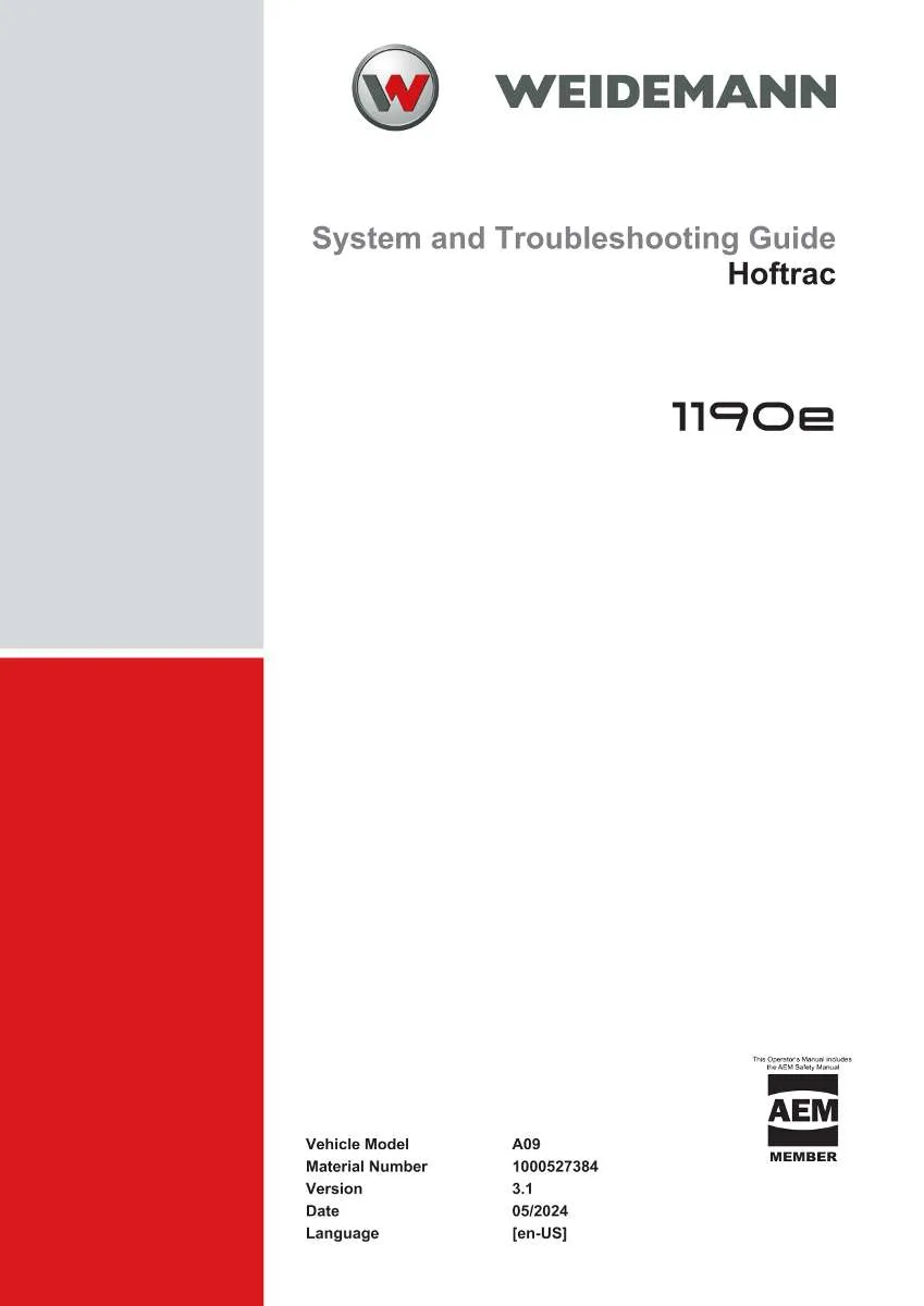 Weidemann Hoftrac 1190e System and Troubleshooting Guide | Instant PDF Download