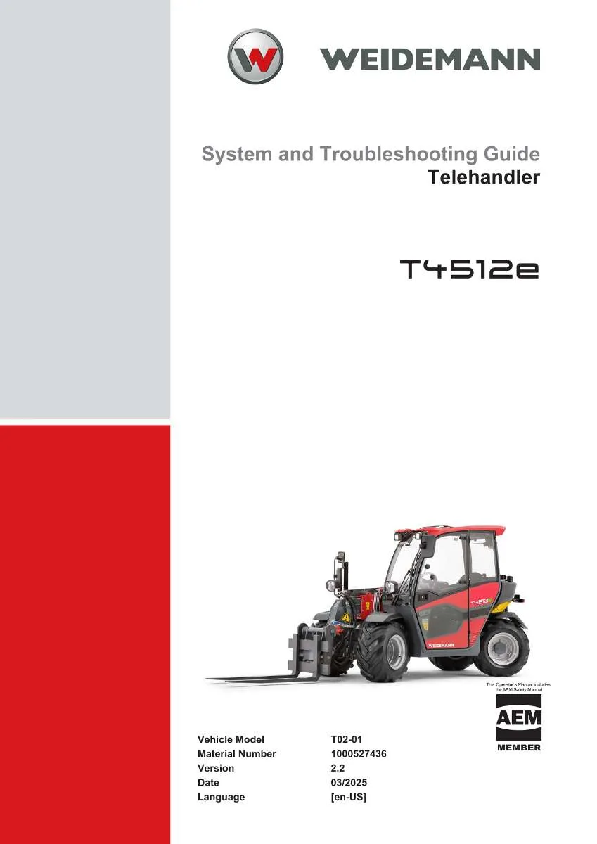 Weidemann Telehandler T4512e System and Troubleshooting Guide | Instant PDF Download