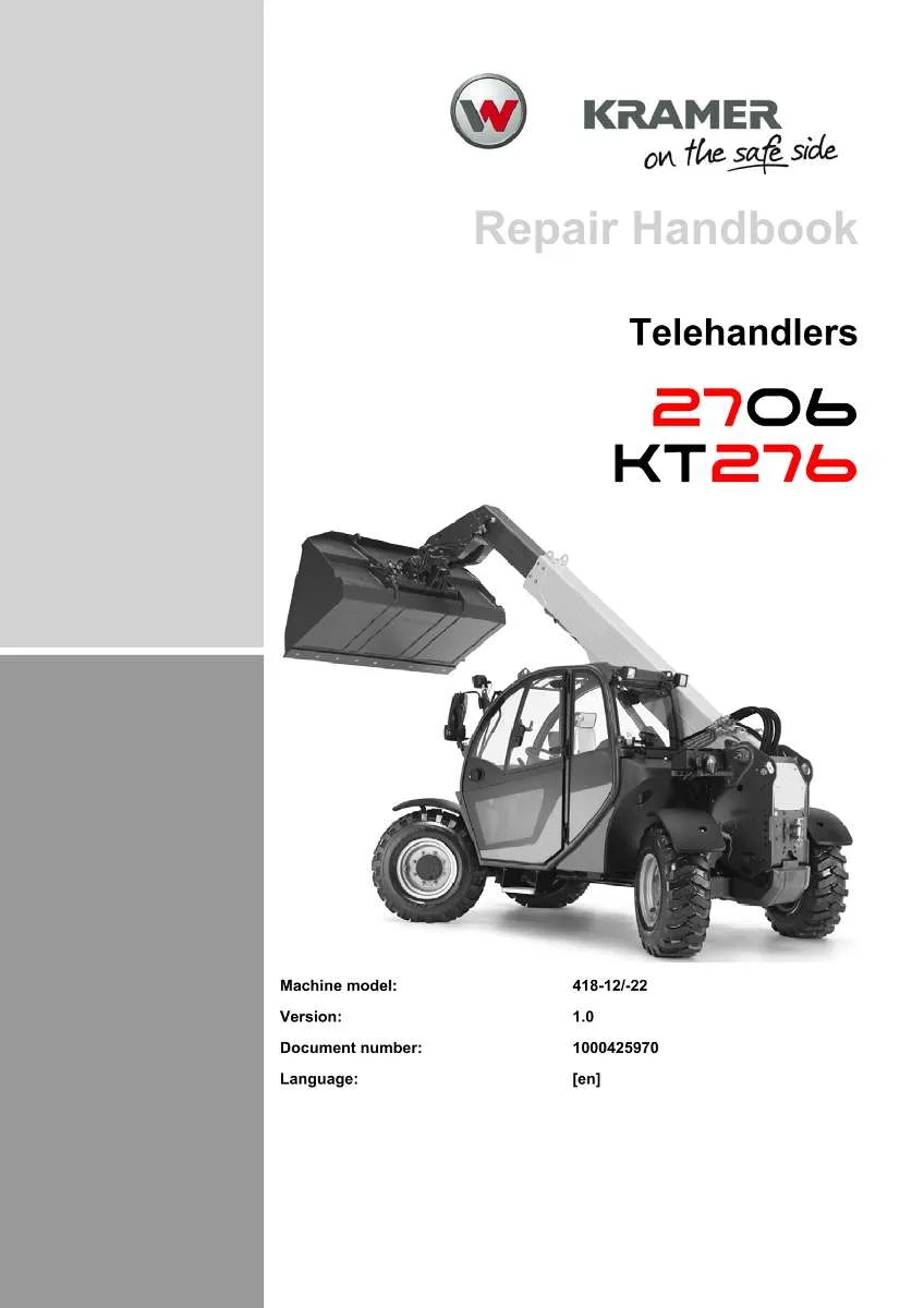 Wacker Neuson Kramer Telehandler 2706, KT276 Repair Handbook | Instant PDF Download