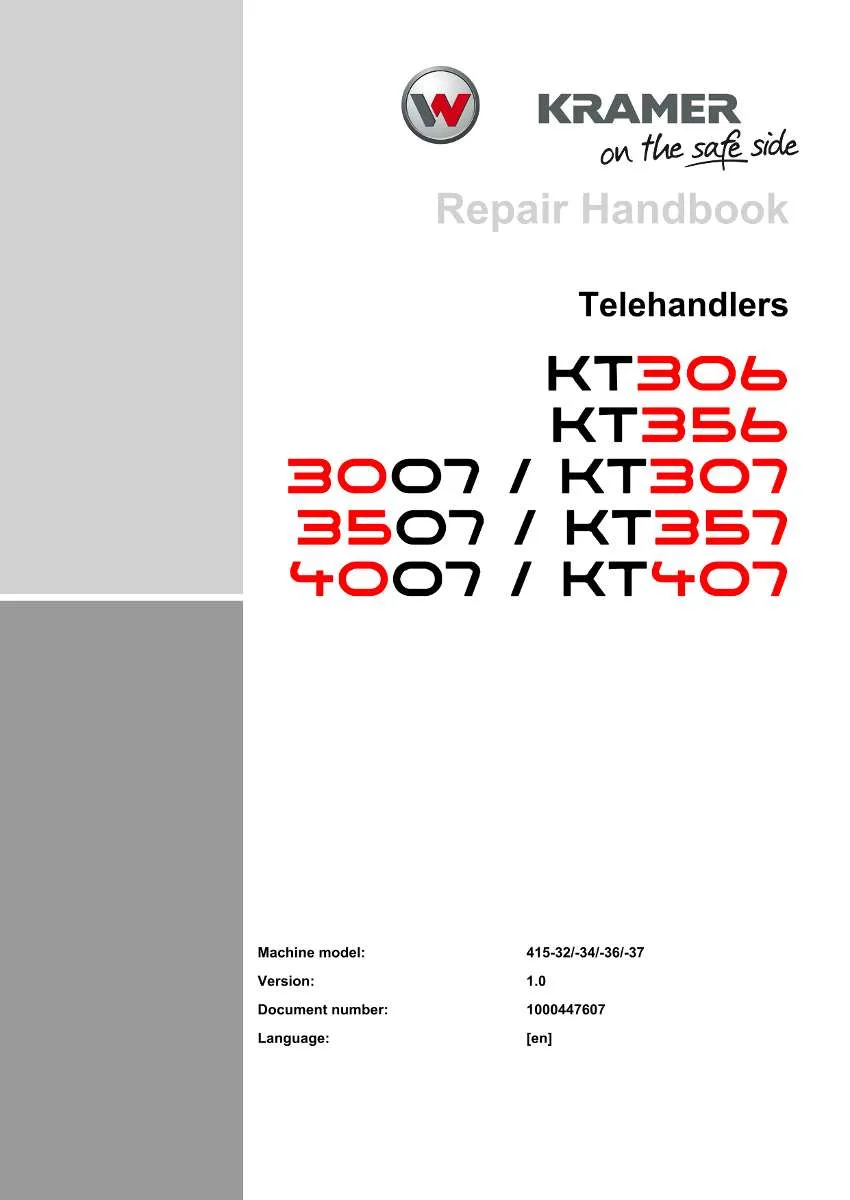 Wacker Neuson Kramer Telehandler 3007, 3507, 4007, KT306, KT356, KT307, KT357, KT407 Repair Handbook | Instant PDF Download