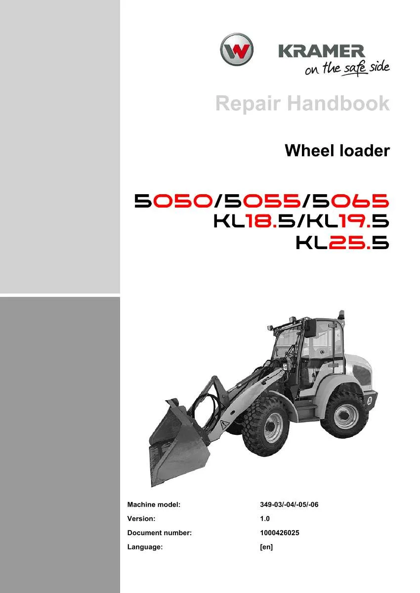 Wacker Neuson Kramer Wheel loader 5050, 5055, 5065 / KL18.5, KL19.5, KL25.5 Repair Handbook | Instant PDF Download