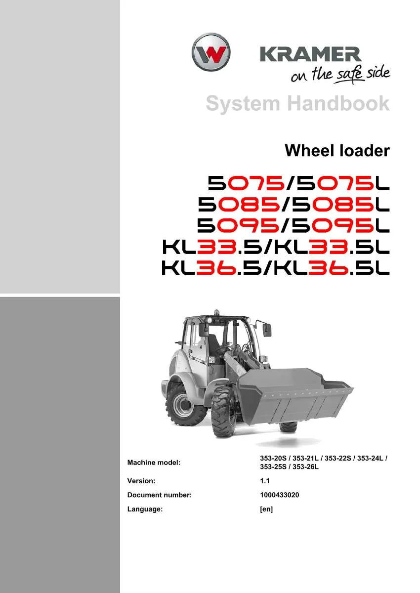 Wacker Neuson Kramer Wheel loader 5075, 5085, 5095, KL33.5, KL36.5, KL38.5 System Handbook | Instant PDF Download