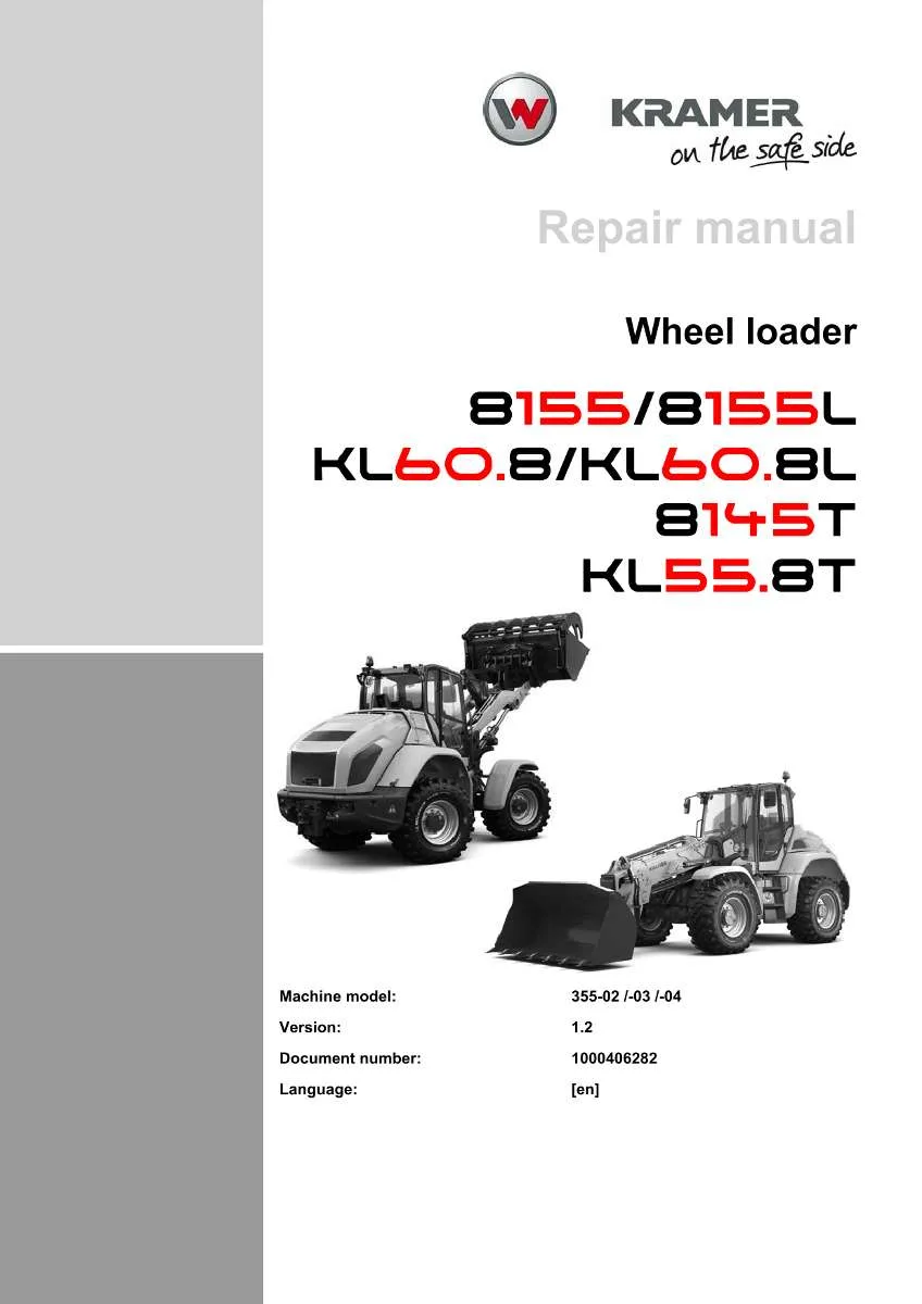 Wacker Neuson Kramer Wheel loader 8155, KL60.8, 8145T, KL55.8T Repair Handbook | Instant PDF Download