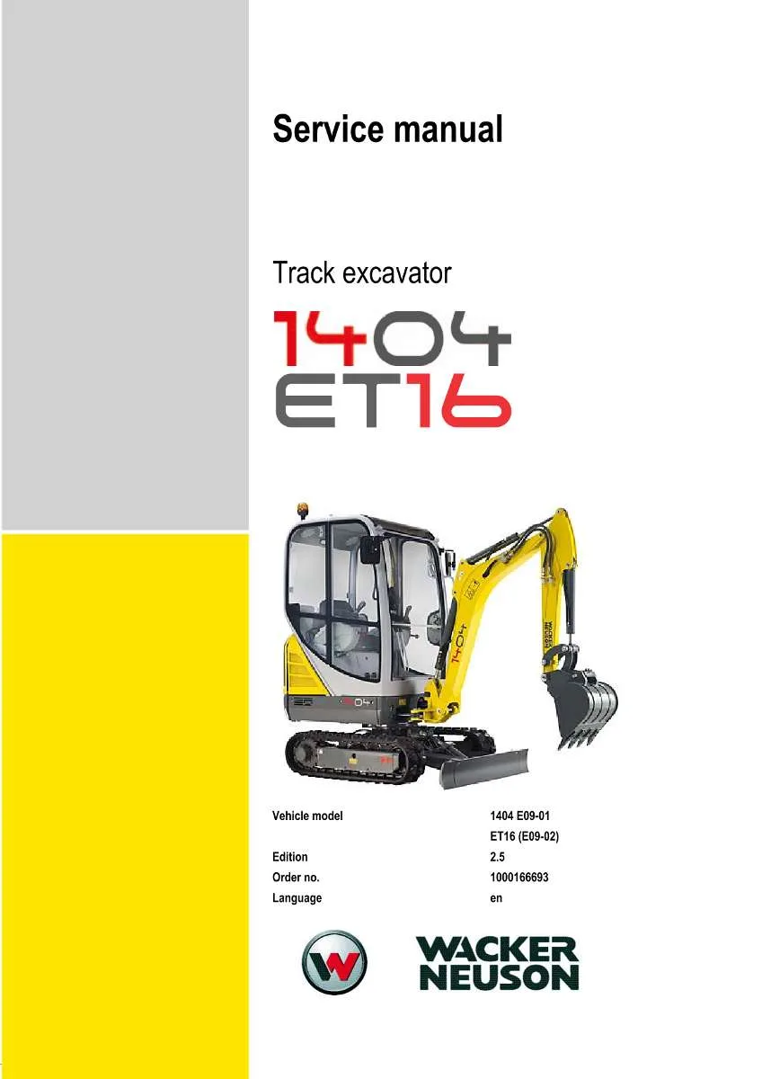 Wacker Neuson Kramer Track Excavator 1404 ET16 Repair Handbook | Instant PDF Download