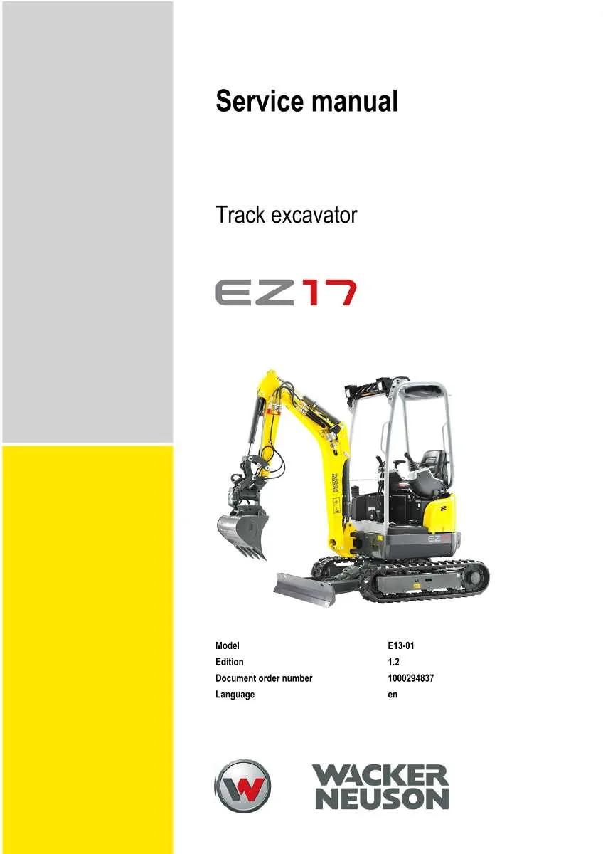 Wacker Neuson Kramer Track Excavator EZ17 Repair Handbook | Instant PDF Download