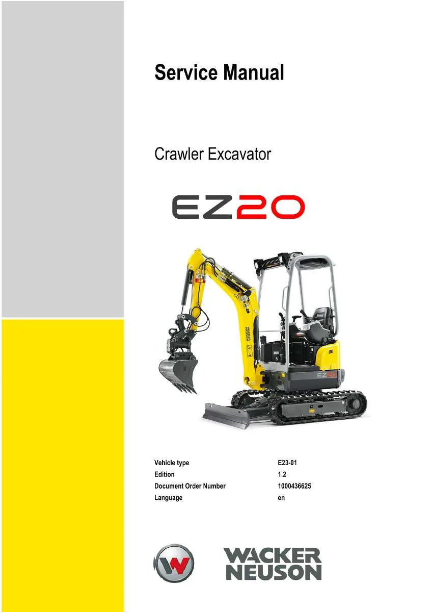 Wacker Neuson Kramer Crawler Excavator EZ20 Repair Handbook | Instant PDF Download