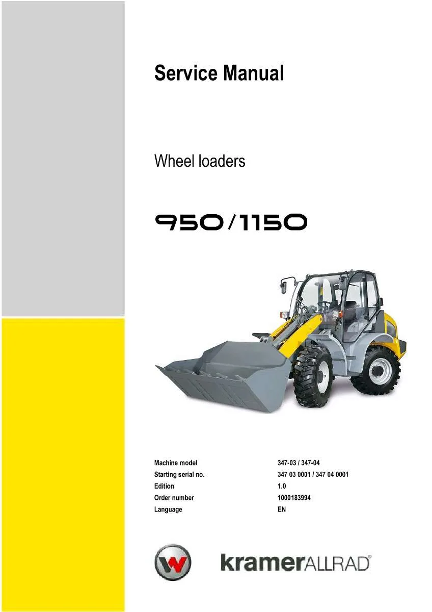 Wacker Neuson Kramer Wheel loader 950, 1150 Repair Handbook | Instant PDF Download