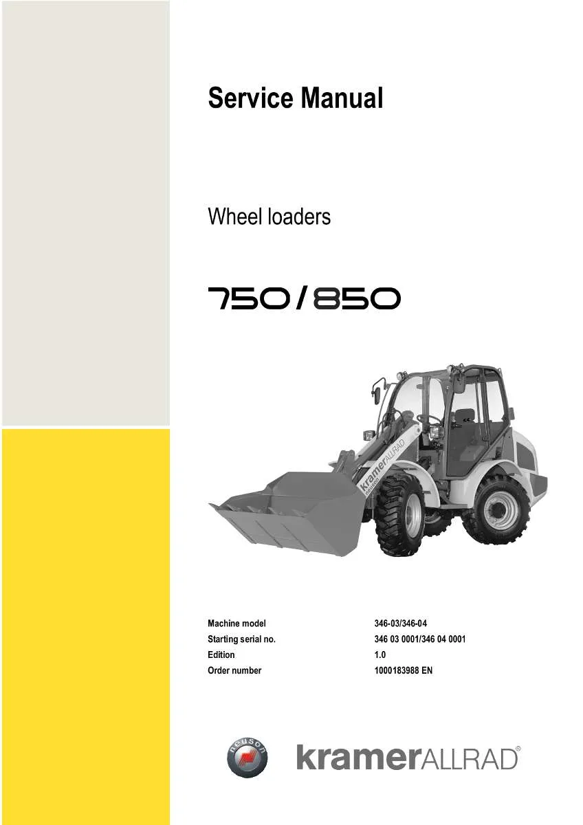 Wacker Neuson Kramer Wheel loader 750, 850 Repair Handbook | Instant PDF Download