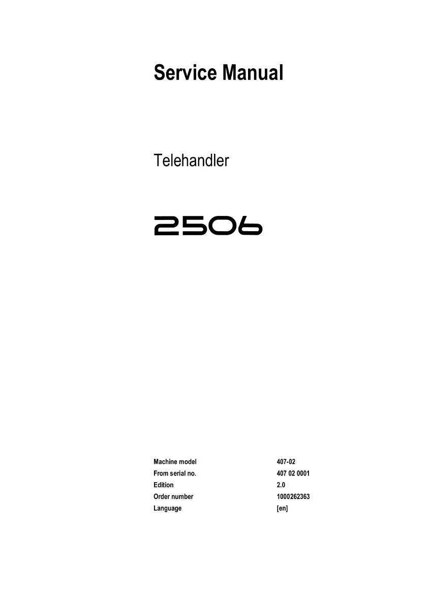 Wacker Neuson Kramer Telehandler 2506 Repair Handbook | Instant PDF Download