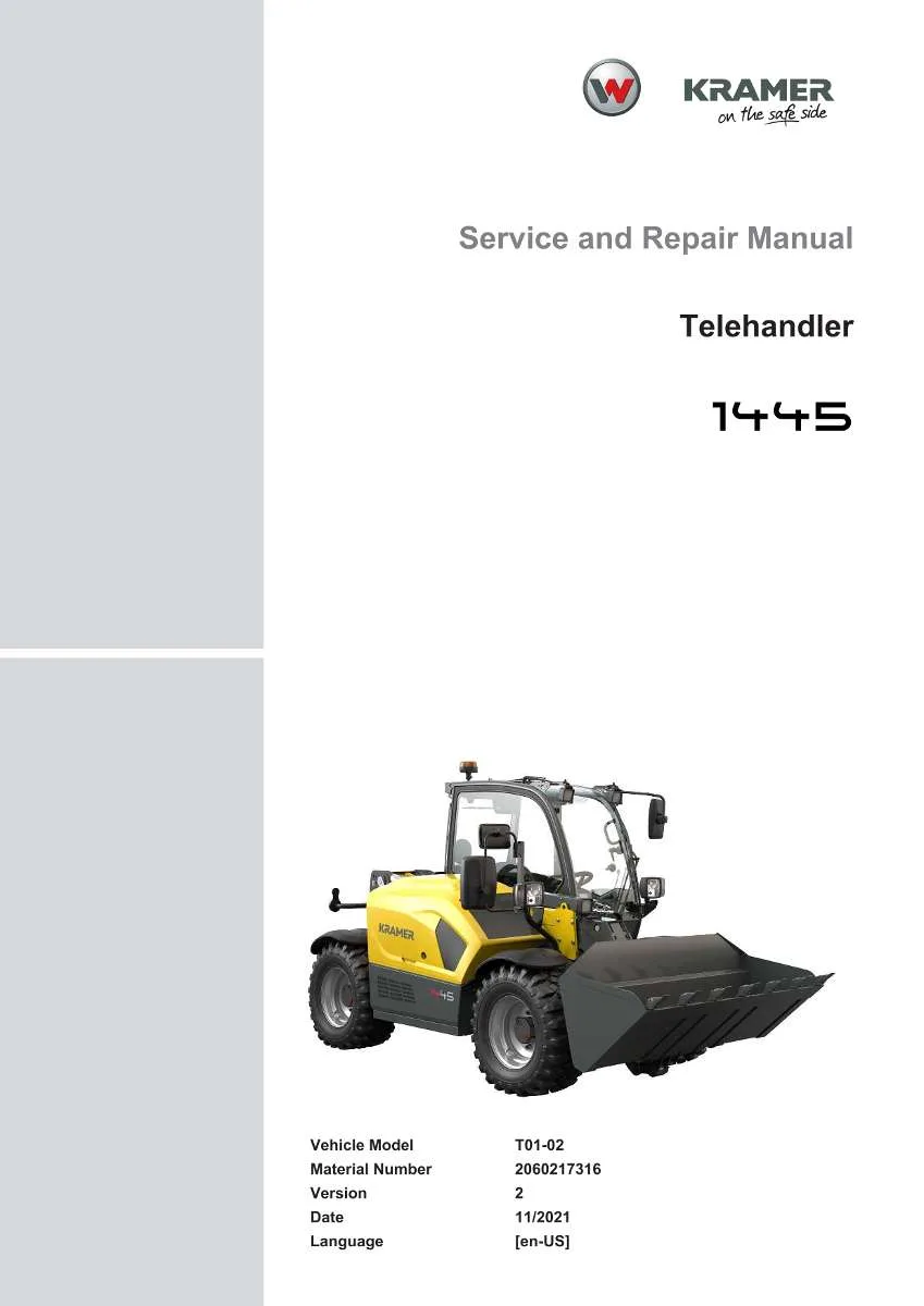 Wacker Neuson Kramer Telehandler 1445 Repair Handbook | Instant PDF Download