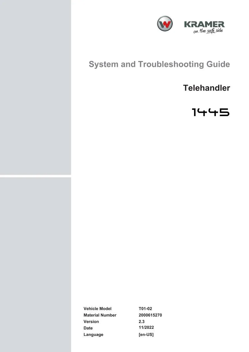 Wacker Neuson Kramer Telehandler 1445 System and Troubleshooting Guide | Instant PDF Download