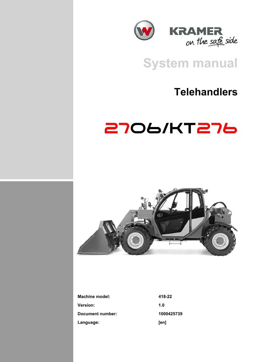 Wacker Neuson Kramer Telehandler 2706, KT276 Repair Handbook | Instant PDF Download