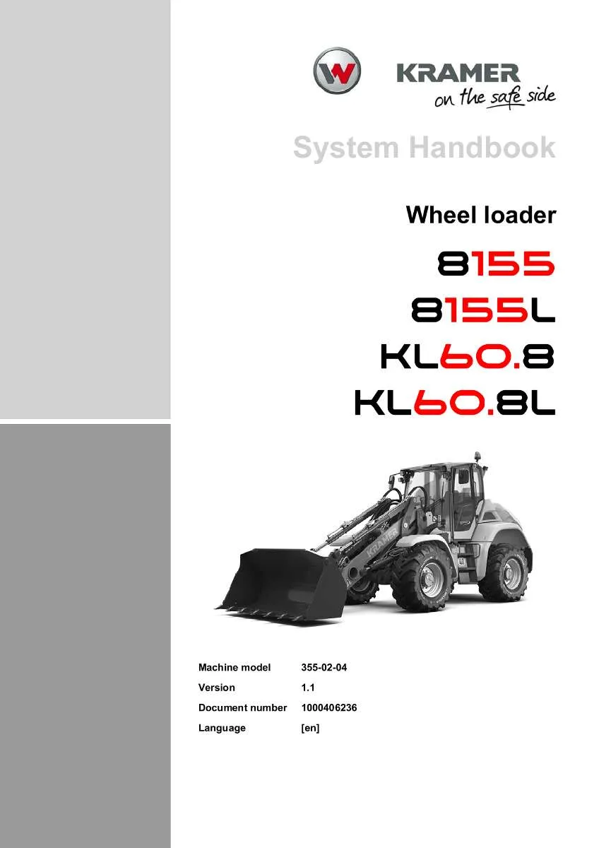 Wacker Neuson Kramer Telehandler 8155, 8155L, KL60.8, KL60.8L Repair Handbook | Instant PDF Download