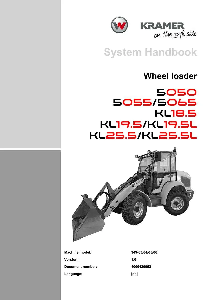 Wacker Neuson Kramer Wheel loader 5050, 5055 / 5065, KL18.5, KL19.5, KL25.5 System Handbook | Instant PDF Download
